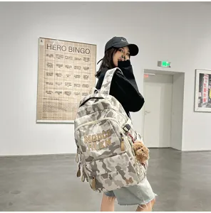 Stylish camouflage student backpack with large capacity for women casual daily wear and school.
