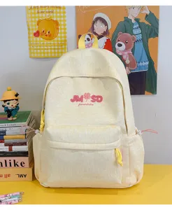 Mochila escolar de lona amarilla gran capacidad bolsa para estudiantes mochila casual