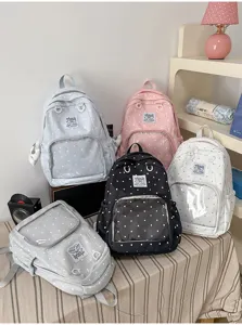 Zaino scolastico a pois carino grande capacità borsa casual per ragazze adolescenti