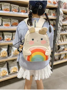 Cute cartoon rabbit rainbow kids backpack for 3-6 years old girls student school bag