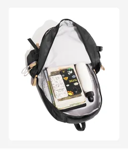 Black camouflage large capacity school backpack for students, stylish and comfortable detail view.