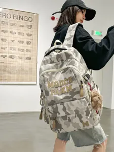 Stylish camo large capacity student school backpack with ergonomic design for daily commute