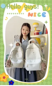 Süsser Cartoon Welpe Karomuster Student Rucksack grosse Kapazität Schultasche für Mädchen