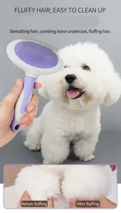 Pet grooming slicker brush for dogs and cats, ideal for removing loose hair, untangling knots.