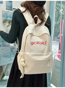 Lockerer minimalistischer Rucksack mit Buchstabenstickerei leichten Schultaschen Detail
