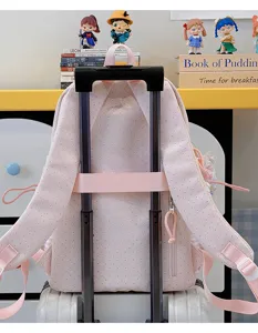Zaino rosa a pois per studenti grande capacita borsa da scuola viaggio per ragazze