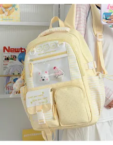 Zaino giapponese rigato a pois giallo trasparente grande capacità carino itabag per studenti