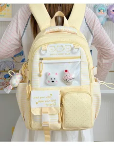 Zaino stile giapponese carino a pois e righe con finestra trasparente per studenti scolastico.