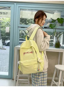Gelber Damen Rucksack Canvas Schulrucksack Freizeit Tagesrucksack stilvolle Tasche