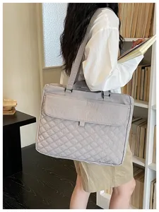 Borsa shopper trapuntata in nylon da donna elegante borsa a tracolla per laptop casual