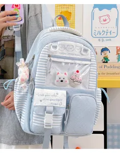 Stile giapponese stampa a righe trasparente carino grande zaino per studenti e ragazze