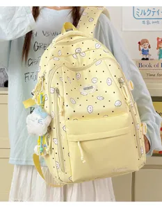Süßer Cartoon Wolken Druck Große Kapazität Schulrucksack für Schüler, gelbe Schultasche.