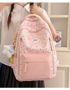 Rosa süßer Rucksack mit Wolken-Muster, große Kapazität, Schulranzen für Schüler und Teens.