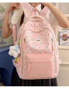 Süßer Cartoon Wolken Druck großer Kapazität Rucksack für Schüler rosa Schultasche