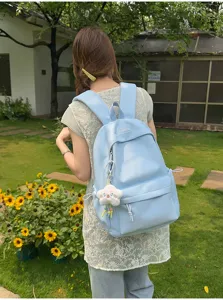 Zaino casual in nylon azzurro chiaro minimalista grande capacita per studenti e scuola