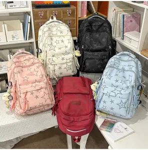 Japanese style cute star print large capacity casual school backpack for students and teens
