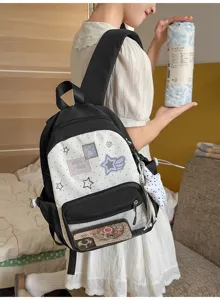 Mochila transparente de lunares y estrellas linda bolsa escolar casual de estudiante