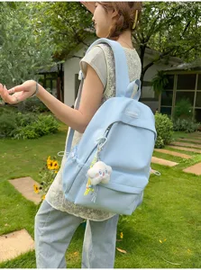 Zaino scolastico in nylon color caramella leggero per studenti, grande zaino casual giornaliero.