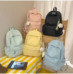 Zaino da studente in nylon colorato grande capacita borsa casual per la scuola moda