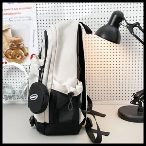 Sac à dos étudiant grande capacité vue latérale, cartable stylé avec petite poche pratique.