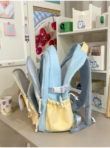 Süßer farbgesperrter Studenten Rucksack große Kapazität Schultertasche Detailansicht