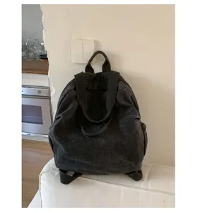 Sac à dos en toile lavée vintage pour femme grande capacité sac décontracté pour le quotidien