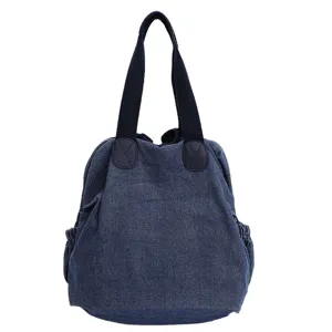 Sac cabas bandoulière femme en denim lavé vintage multifonction grande capacité