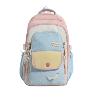 Süßer farbblockierter Student Rucksack Schultasche mit großem Fassungsvermögen für Mädchen.