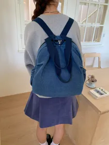 Sac à dos en denim délavé vintage pour femme multifonctionnel sac de loisirs quotidien