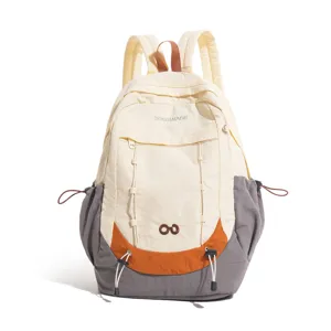 Closeup view of the casual Harajuku style backpack with contrast color and multi pockets.