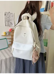 Süßer Cartoon Rucksack mit Karotasche und Bärenanhänger, große Kapazität für den Schulalltag.