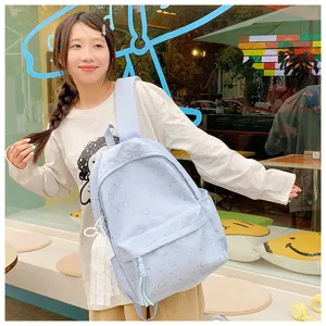 Joli sac à dos d'étudiant de grande capacité à imprimé cœur doux style Harajuku INS japonais.