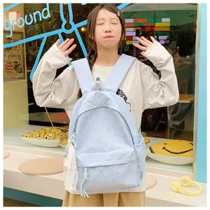 Sac à dos d'écolier de grande capacité mignon imprimé cœur style Harajuku japonais