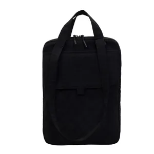 Borsa shopper nera trapuntata in nylon per laptop borsa a mano casual da lavoro.