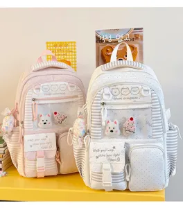 Zaino scolastico per studenti a righe trasparenti di grande capacità carino per ragazze