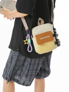 Sac bandoulière colorblock unisexe, sacoche tendance pour téléphone extérieur et travail.