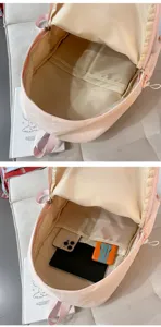 Rosa minimalistischer Schulrucksack, große Kapazität, leichtes Schüleretui für Alltag.