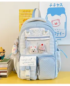Zaino ita trasparente a righe azzurre carino stile giapponese grande capacità scuola
