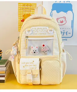Zaino ita trasparente a righe gialle in stile giapponese grande capacità zaino scolastico carino
