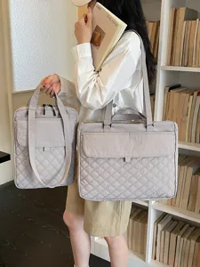 Borsa Tote in Nylon Trapuntato Casual da Donna Borsa a Mano a Spalla con Motivo a Rombi Porta PC per Scuola Lavoro Pendolarismo