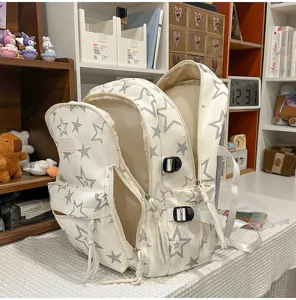 Japanese style cute star print large capacity lightweight school backpack for students