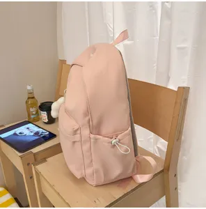 Zaino scolare casual in nylon rosa per studenti, grande capacità zaino giornaliero