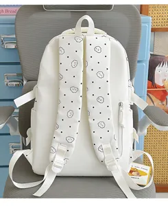 Süßer Cartoon Wolken Druck Große Kapazität Schüler Rucksack Lässiger Weißer Schulranzen