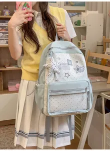 Mochila ita transparente con lunares y estrellas bonita gran bolsa escolar para estudiantes