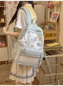 Lindo estrella puntos transparente mochila estudiante gran capacidad bolso escolar