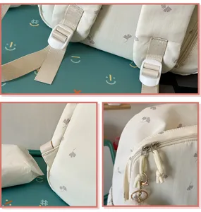 Süßer Ahornblatt Druck Schulrucksack Detail, stilvoller großer Kapazität Tagesrucksack.
