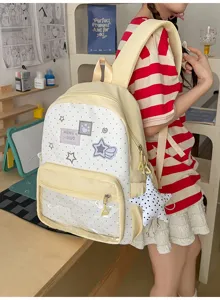 Mochila transparente de lunares con estrellas bonita bolsa de estudiante gran capacidad