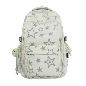 Japanese college style star print large capacity lightweight school backpack for students