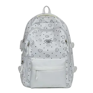 Weißer süßer Wolken-Print großer Kapazität Schulrucksack mit vielen Taschen für Schüler.