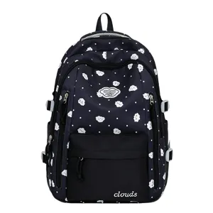 Niedlicher Cartoon Wolken Druck großer Kapazität Schulrucksack mit mehrfachem Fach Design.